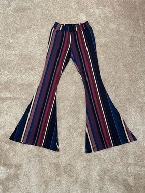 Got Style USA Striped Bell Bottom Soft Stretchy Pants Retro 70s Hippie Festival